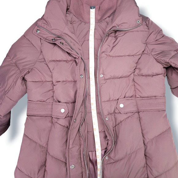 NWT Andrew Marc Adler Bib Cozy Winter Puffer Long Coat Sz. L [12-14] Rose Taupe - Picture 12 of 15